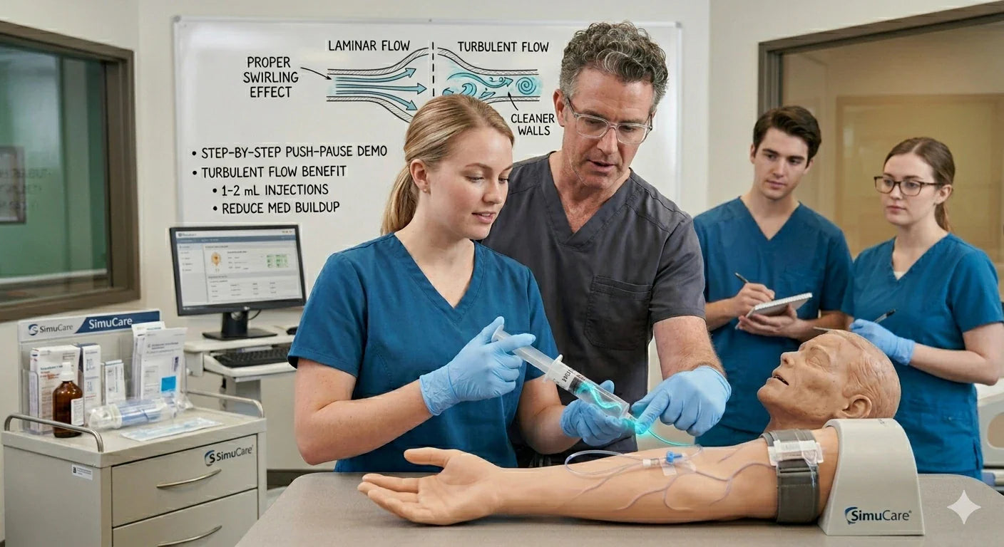 How to Teach Proper Saline Flush Technique (Push-Pause Method) in Simulation Labs