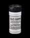 A white powder container sits against a black background. The container is labeled "GLO GERM," "Original Since 1968," "Accept No Substitute," "Powder Based Simulated Germs," and indicates it glows under UV light and is for aseptic technique training.
