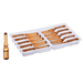 Amber glass ampoules, arranged in a plastic tray, likely for pharmaceutical or cosmetic use.