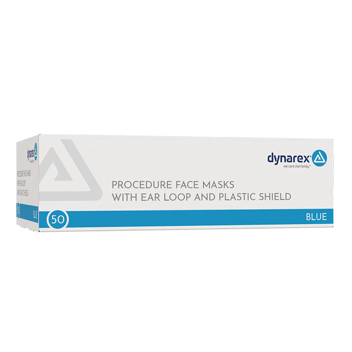 Dynarex Face Mask w/ Ear Loop and Plastic Shield