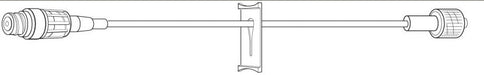 A long, thin, tube-like device extends horizontally, connecting two cylindrical ends; a central, vertical, rectangular piece is attached to the tube.