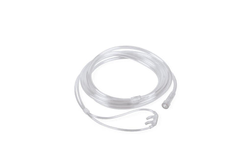 A thin, translucent tube is coiled on a white background. One end has a small connector.
