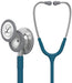 A Littmann Classic III stethoscope, teal-colored with grey accents, rests against a white background. "Littmann Classic III Made in U.S.A." is inscribed on the chest piece.