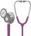 A purple Littmann Classic III stethoscope is shown, its components displayed separately and together. "Littmann Classic III" and "Made in U.S.A." are inscribed.