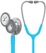 A Littmann Classic III stethoscope, with a light-blue tubing and grey chestpiece, is shown against a white background. The text on the chestpiece reads "Littmann Classic III Made in U.S.A."