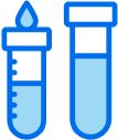 Two test tubes, one partially filled with a liquid and the other nearly full, sit side by side. One tube shows a drop of liquid at the top.