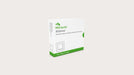A box of Mölnlycke Alldress, absorbent vapor-permeable adhesive film dressings, sits on a plain white surface. 10 x 10cm / 4 x 4in.