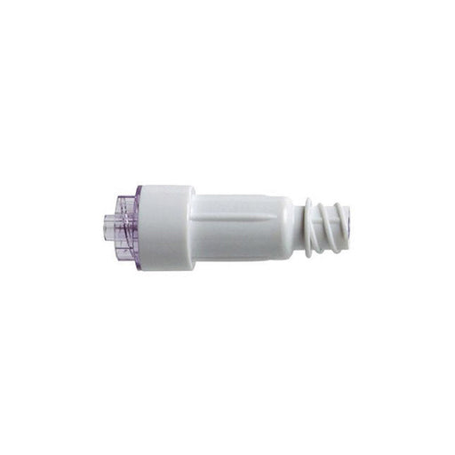 A medical connector is shown, connecting via a screw-thread, on a plain white background.