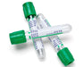 Three BD Vacutainer tubes, containing lithium heparin, lie overlapping on a white background. The tubes are clear with green caps and various volume markings. The labels indicate "75 USP Units" and "4.0 mL."