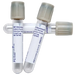 Three BD Vacutainer tubes, containing sodium fluoride and potassium oxalate, lie on a surface. Each tube is labeled with lot numbers and expiration dates (2014-05). They are 2.0 mL.