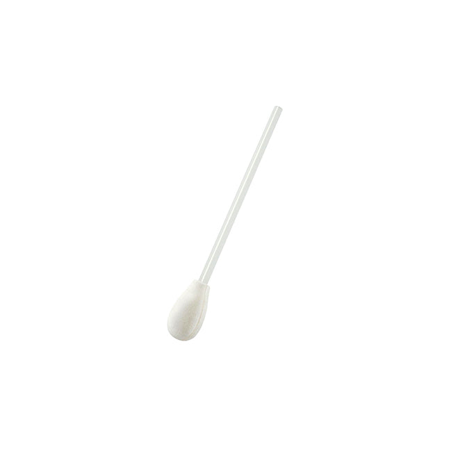 A long, slender cotton swab rests diagonally against a plain white background.