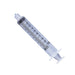 A clear plastic syringe, marked 1-10ml, rests on a white background.