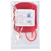 A simulated blood bag, containing 250 mL of simulated red blood cells (O Rh Negative), is packaged for training purposes. The bag is sealed in plastic.
