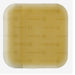 A square, translucent, yellowish medical dressing rests on a white background. The dressing is imprinted with a repeating logo and text: "Collagenase".