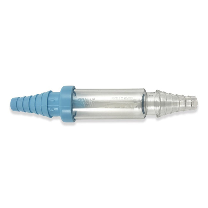 A clear cylindrical device with blue connectors at each end rests on a white background. The text on the device reads "DIRECTION", "TO THIS END", and "LUNE".