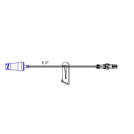 A medical intravenous catheter, extending horizontally, displays a needle, tubing, and a connector. It is presented against a plain white background.