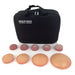 A black carrying case contains and organizes several small, disc-shaped models. The case is labeled “HEALTH EDCO CHILDBIRTH GRAPHICS”.