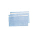 Two light-blue, rectangular pouches with adhesive strips are stacked on a white background.