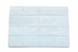 A light-blue sheet of paper is folded in a rectangular pattern; it lies flat against a white background.