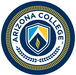 A circular logo displays the words “ARIZONA COLLEGE℠” surrounding a shield with blue, yellow, and a flame. Wheat stalks frame the shield.