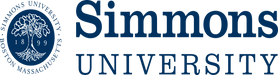 A circular logo displays a tree with the text "Simmons University. Boston, Massachusetts. 1899" surrounding it. Below, "Simmons UNIVERSITY" is written in large, bold letters.