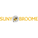 The SUNY Broome logo displays "SUNY BROOME" in gold lettering, with a circular emblem featuring a hornet wearing a graduation cap between the words. The emblem contains the text: "UNIVERSITY OF NEW YORK COMMUNITY COLLEGE • 1946 •".