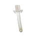 A clear plastic tube, curving gently downwards, features a filter at its top; it sits against a white background.