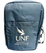 A blue backpack, displaying the UNF logo and “UNIVERSITY of NORTH FLORIDA,” stands against a black background.