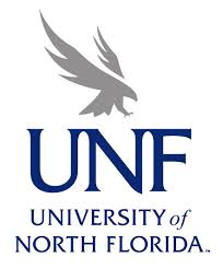 A stylized gray eagle soars above the navy blue acronym "UNF," which is further identified as "UNIVERSITY of NORTH FLORIDA."