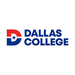 A stylized “D” logo, incorporating a star, is presented alongside the words “DALLAS COLLEGE” in a bold, sans-serif font. The color scheme uses navy blue and red.