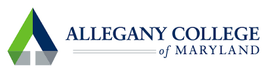A colored triangle is placed next to “ALLEGANY COLLEGE of MARYLAND.” The triangle is colored green, blue, and gray.