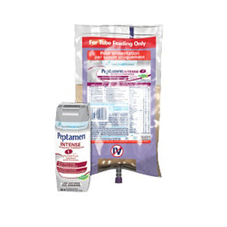 A bottle of Ensure Plant-Based Protein supplement stands next to a package of Ensure Plant-Based Protein Powder in front of a white background.