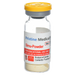 A small glass vial containing a light-yellow powder sits upright. The vial is labeled "Pristine Medical Simu-Powder 10ml," and indicates it's for educational use only, containing fructose.