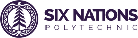 A purple logo shows a pine tree inside of a circle on the left, and the words "SIX NATIONS POLYTECHNIC" on the right.