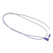 A clear feeding tube curves on a white background. The tube has centimeter markings and a purple connector at one end.